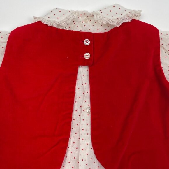 VTG 3 piece Toddler Christmas Set w/ Polka dot blouse, velvet bloomers & vest - Picture 9 of 12